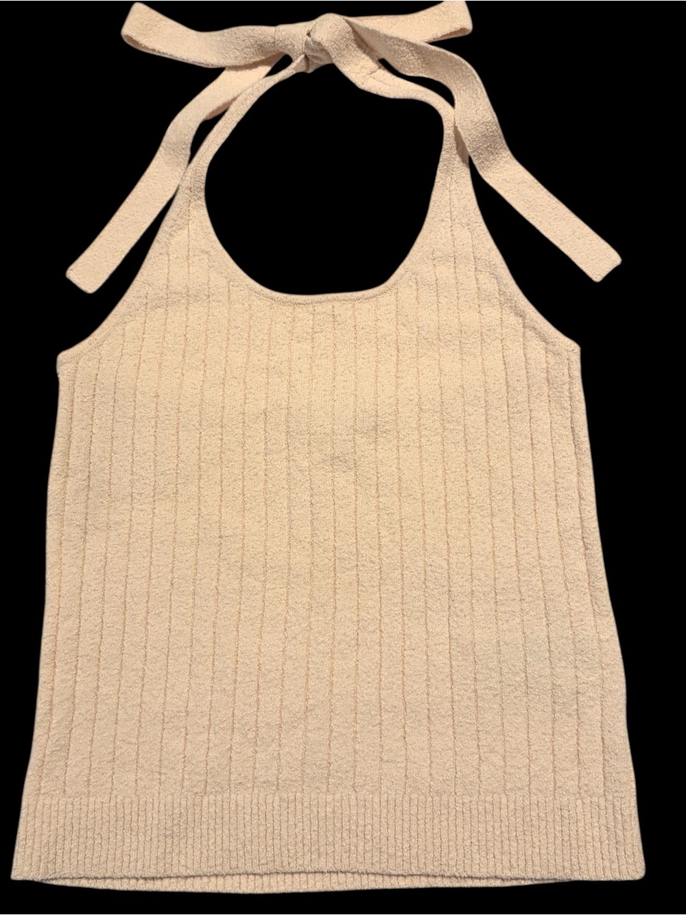 J Crew Fine Boucle Halter Neck Top Ribbed Knit Sweater Tank Cream S Coastal Soft